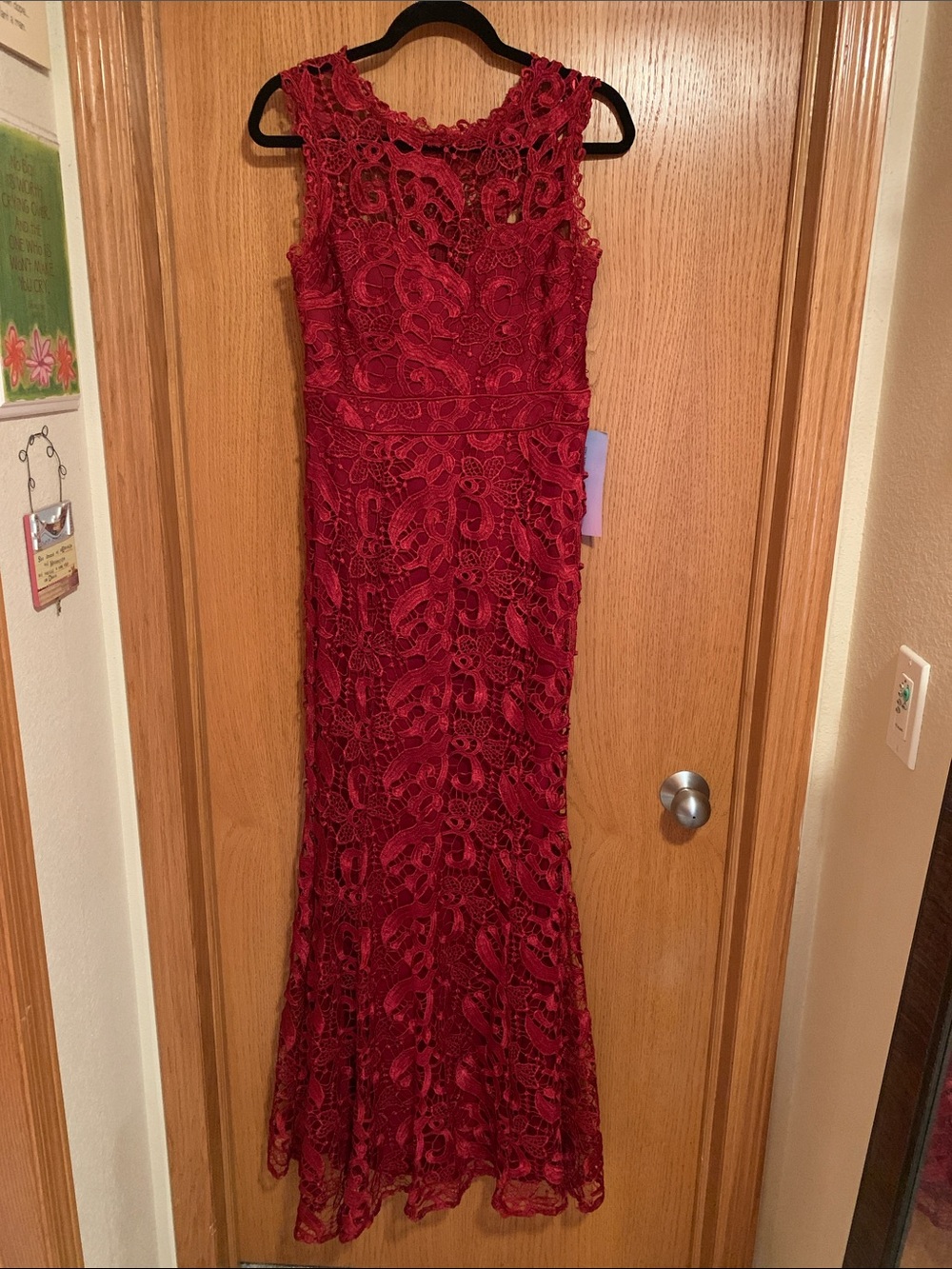 Elegant Red Lace Prom Dress - Sleeveless Fitted Gown